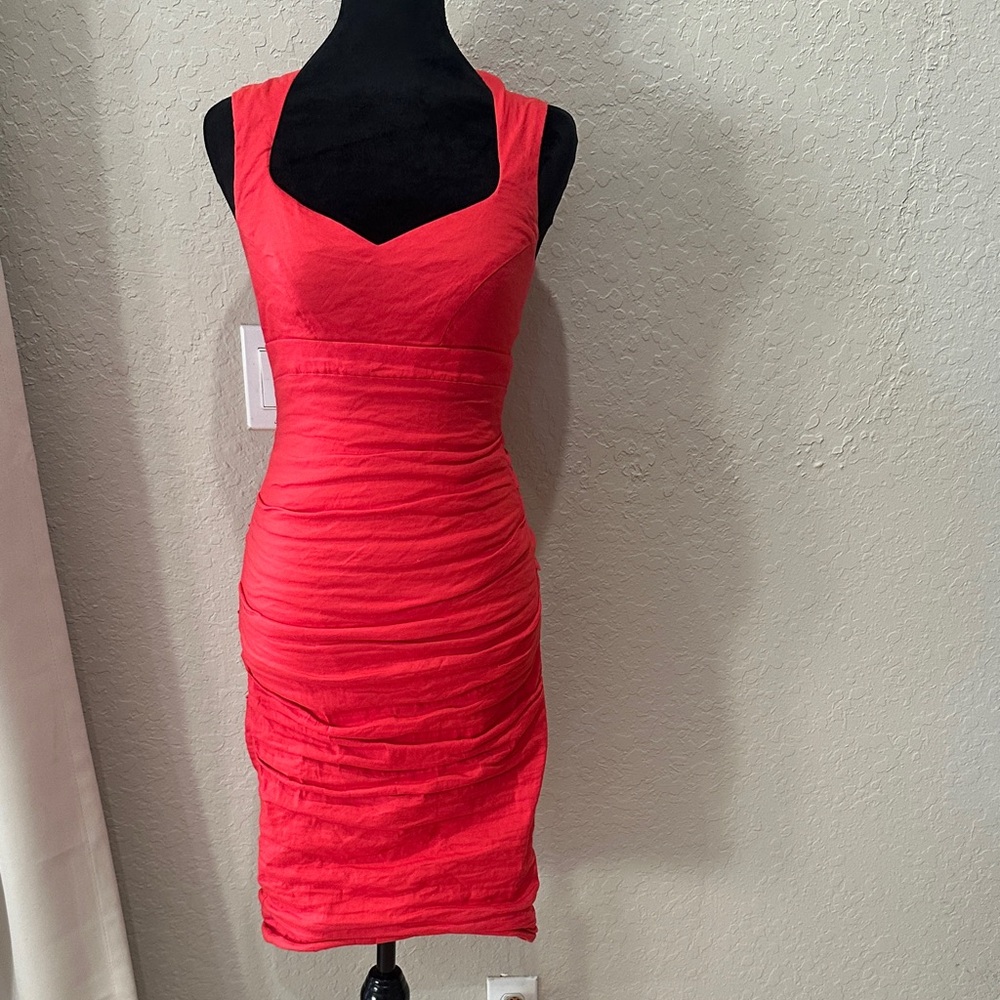 Nicole Miller Vibrant Red Midi Dress
